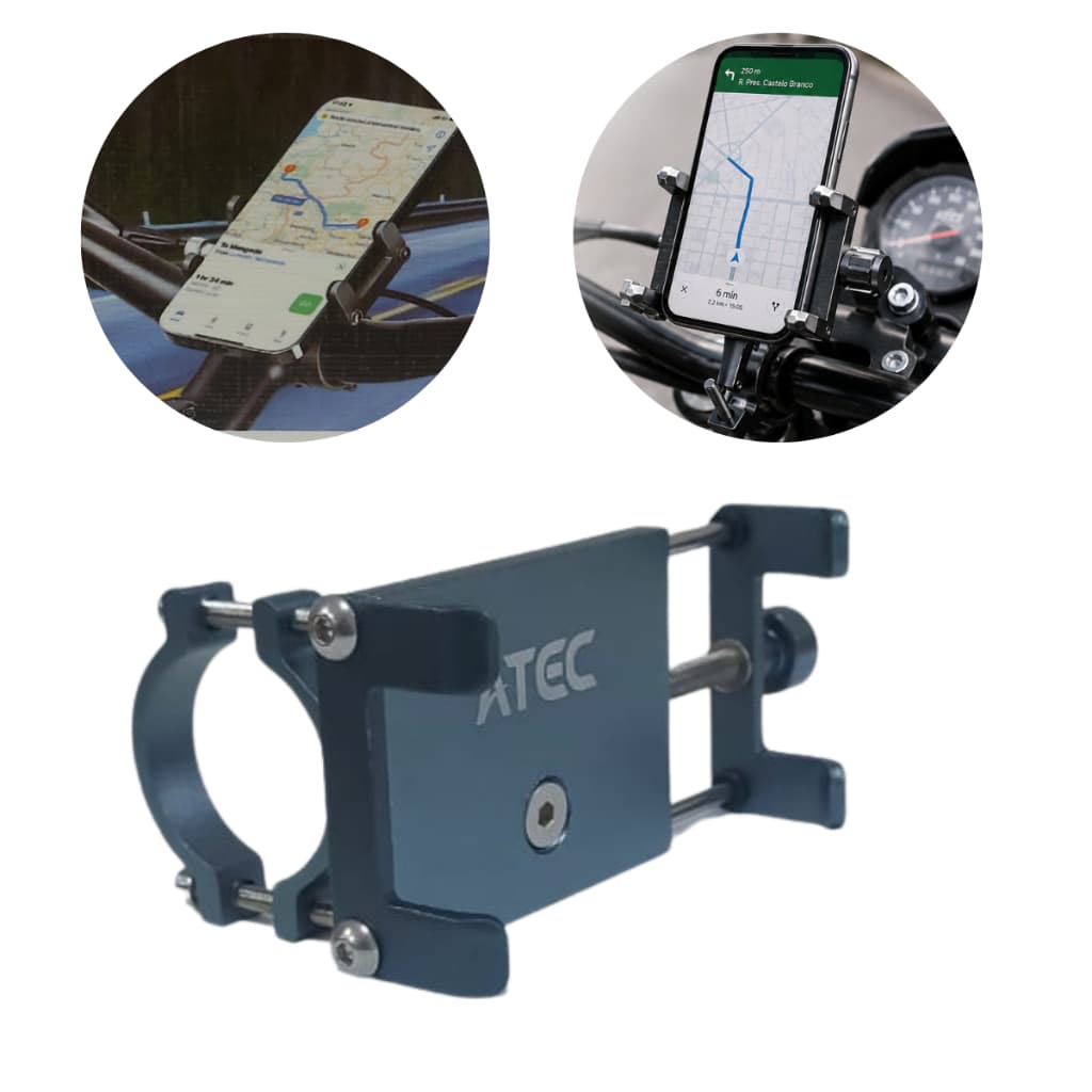 Suporte Para Celular Guidão Universal Gps Moto Bicicleta Bike Aluminio Ajustável