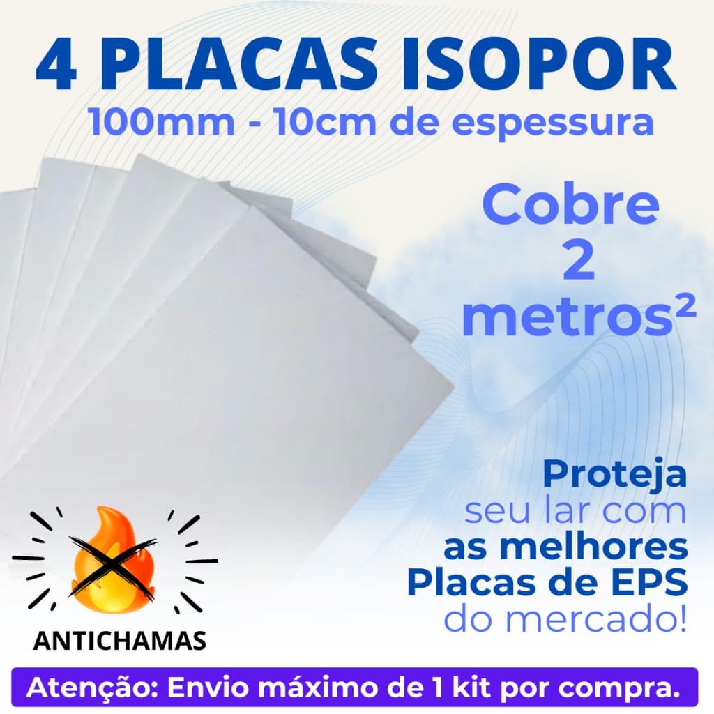 4 PLACAS FORRO EPS ANTICHAMAS  ESPESSURA 100MM (10CM) TÉRMICO ACÚSTICO - ENVIO EXPRESSO