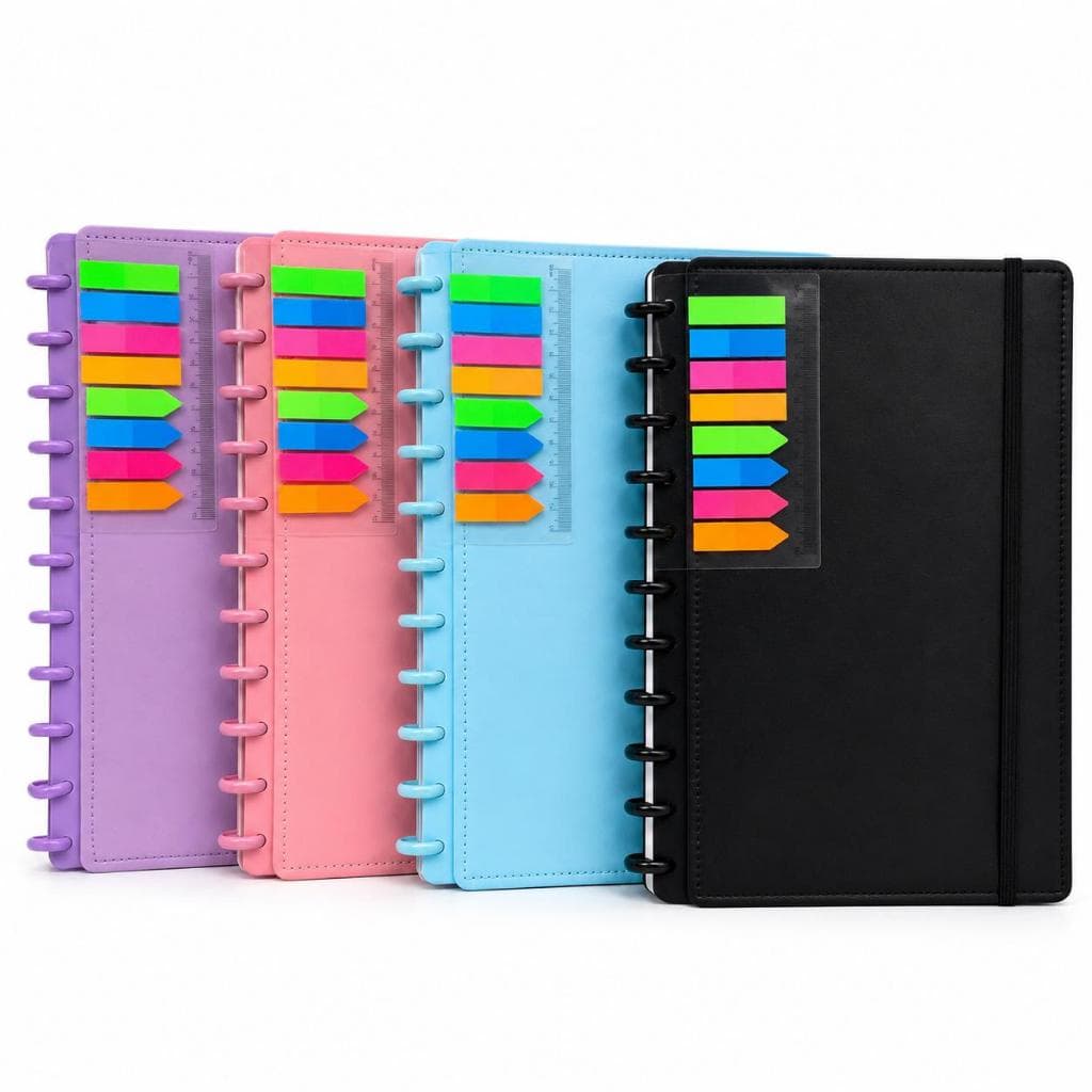 Caderno Grande tipo Inteligente Personalizado 8/10/11 Discos Capa Dura 80 Folhas Pautadas Escolar Planner Diário
