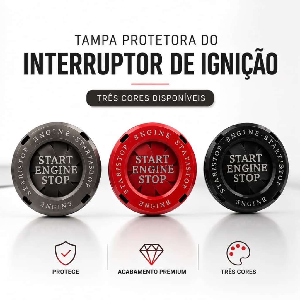 Protetor Botão Partida Start Stop Metal Premium Anti-Risco Alta Qualidade Carro