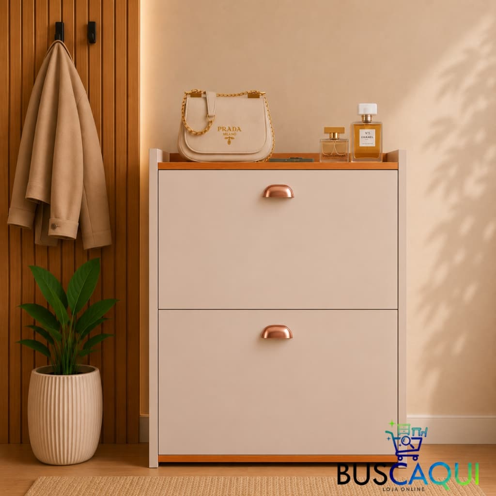 Sapateira Vertical Retrô 2 Nichos Organizador De Sapatos Compacta Slim Closet Hall De Entrada