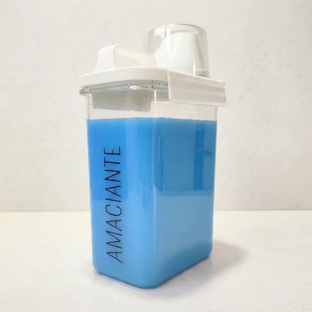Dispenser Organizador Com Dosador Lavanderia Acrílico Personalizado Amaciante Sabão Alvejante