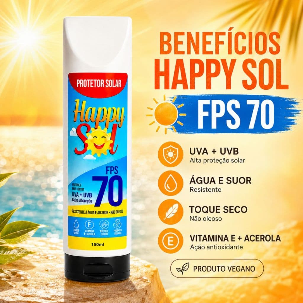 Protetor Solar Corporal e Facial Toque Seco Creme Protetor de Pele Vegano Alta proteção FPS 70 150ml