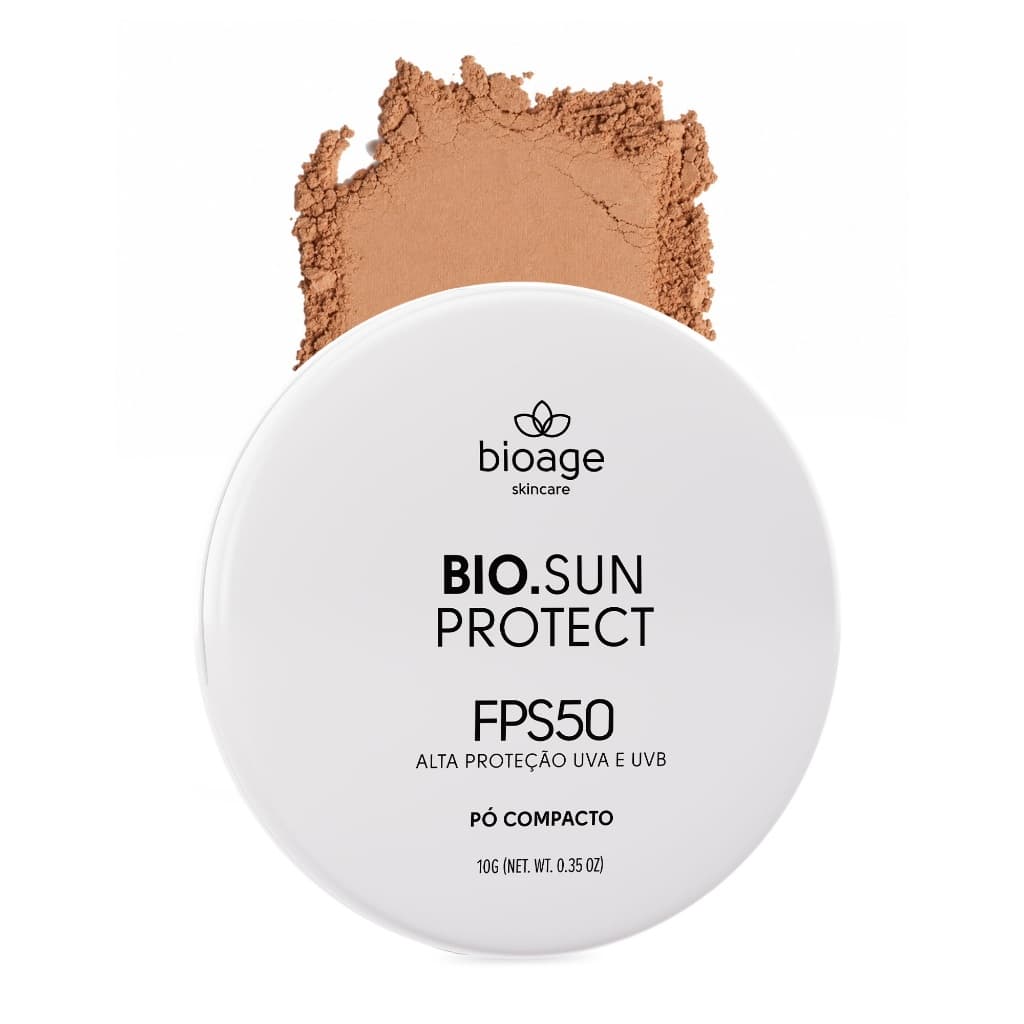 Pó Compacto Protetor Solar BioAge Bio SunProtect FPS 50 Efeito Mate Anti Oleosidade Base em Pó Tom 3 Nude 10g