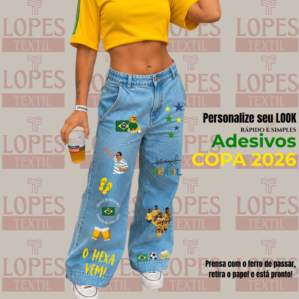 Adesivo Exclusivo DTF Copa do Mundo BRASIL | Termocolante Calça Jaqueta Camisa Pronto para Estampar|