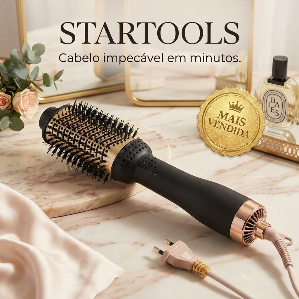 Escova Secadora STARTOOLS 1300W Bivolt Profissional Modeladora Alisadora Seca e Escova Cabelo