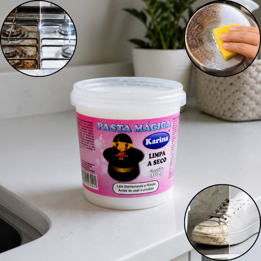 Pasta Mágica Limpeza a Seco Karina 400g - Limpeza sem Água, Versátil e Segura
