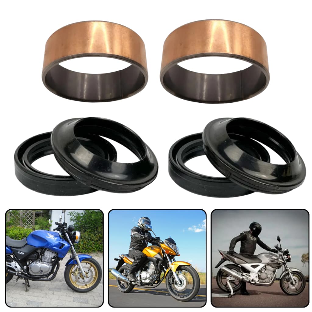Kit Guarda Pó + Retentor + Bucha Bengala Cb 300 Cbx 250 Twister Cb 500 Garfo Dianteiro