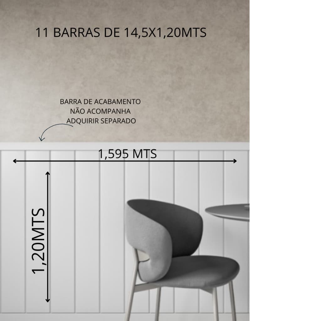 Painel Ripado Lambri-Shiplap MDF Autocolante 1,595 larg x 1,20 alt