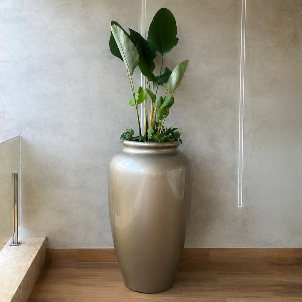 Vaso De Fibra De Vidro Pote Doha M 84cm Decorativo