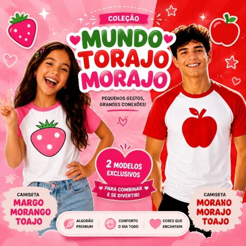 Camiseta Torajo MORAJO do mundo Torajo Blusa do mundo Torajo Camiseta Margo Morango Nova Integrante Torajo
