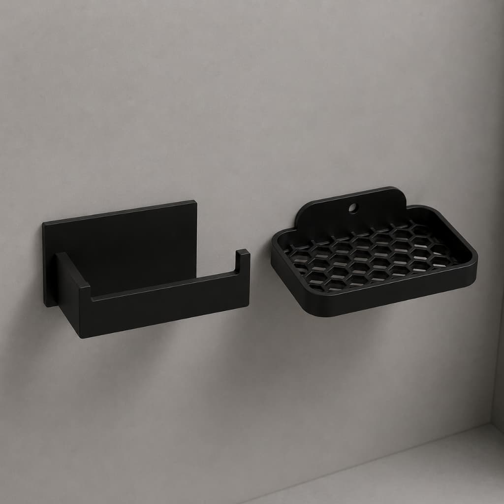 Kit Acessórios Para Banheiro Saboneteira e Suporte papel higiênico