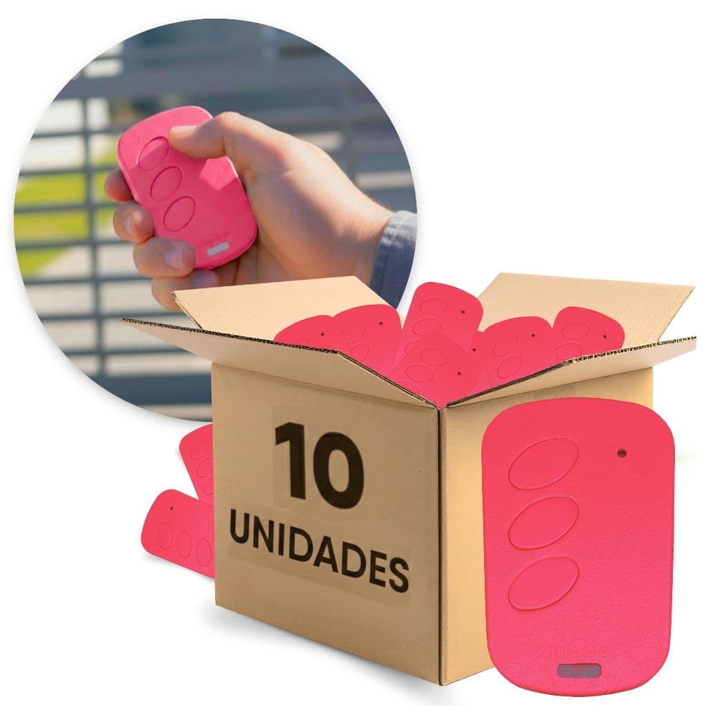 Kit 10 Controle Portão Remoto Rosa Tx Eletrônico 433mhz