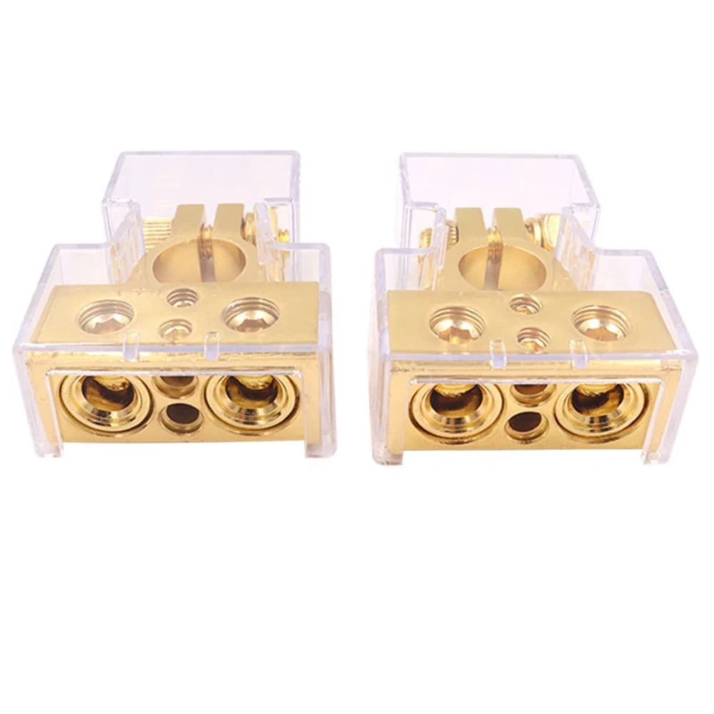 KIT par terminal de Bateria 12v 24v Positivo e Negativo Automotivo para Carro caminhão acabamento dourado capa acrílico