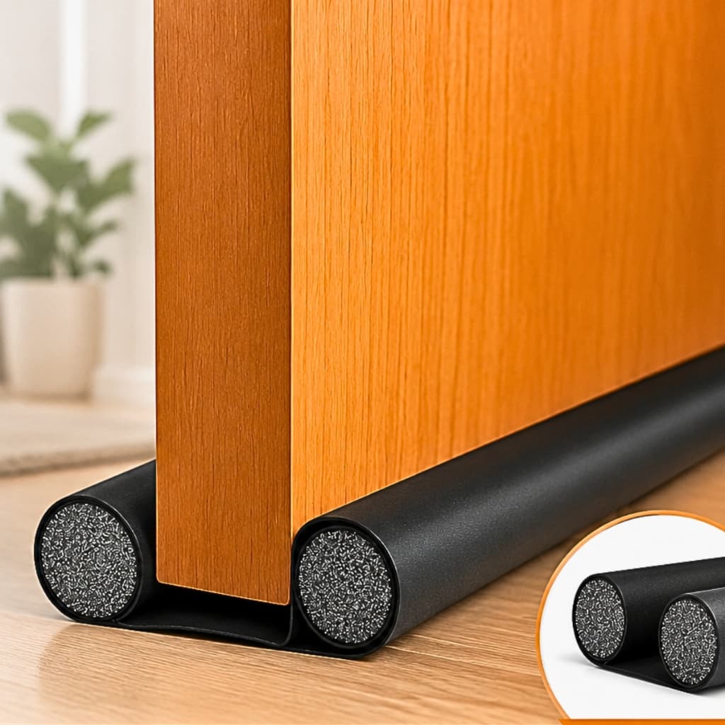Protetor Rolinho Veda Porta Ajustável Impermeável Rolo Duplo Preto 80, 90, ou 100cm Bemprat