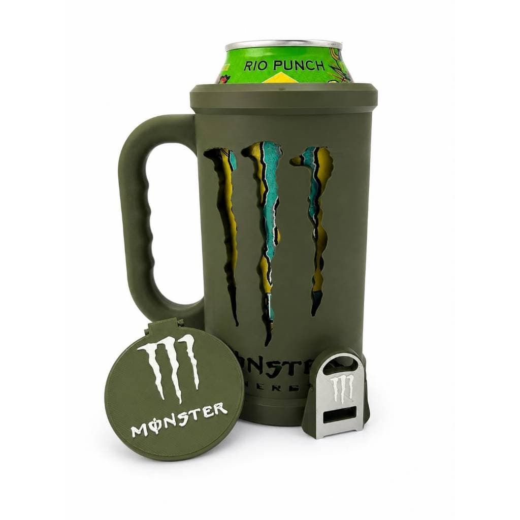 Porta Lata  Monster Energy 473ml com Alça, Tampa e Abridor Integrado
