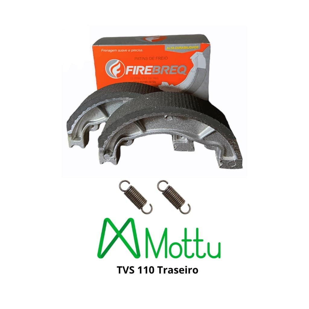 Patim Lona de Freio MOTTU TVS 110 Traseira + Molas Firebreq