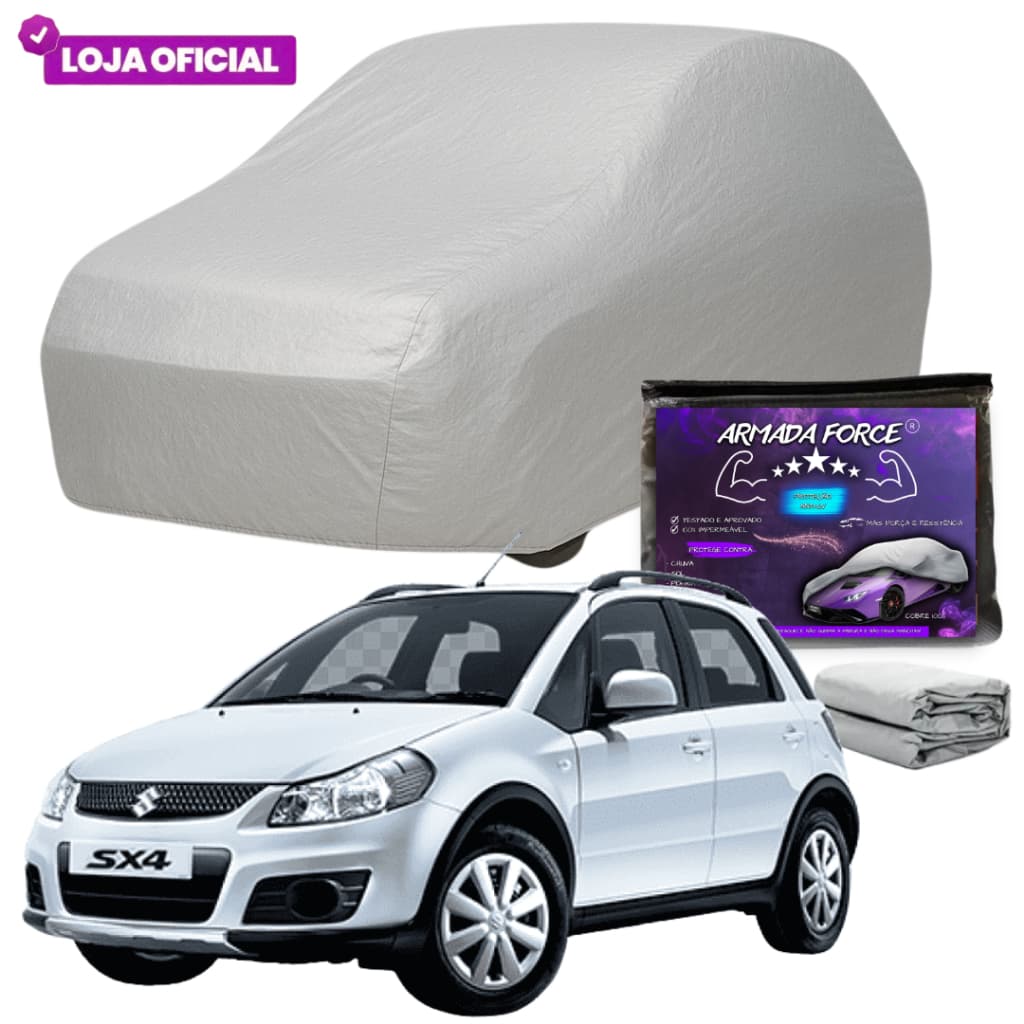 Capa Cobrir Carro SX4 Hatch ARMADA FORCE Forrada 100% Impermeável Protege Sol Chuva Poeira Anti-UV