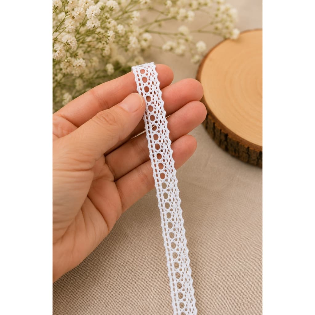 Renda Algodão 1cm 10m Artesanato Costura Personalização Handmade Roupa Boneca Decoração Acabamento