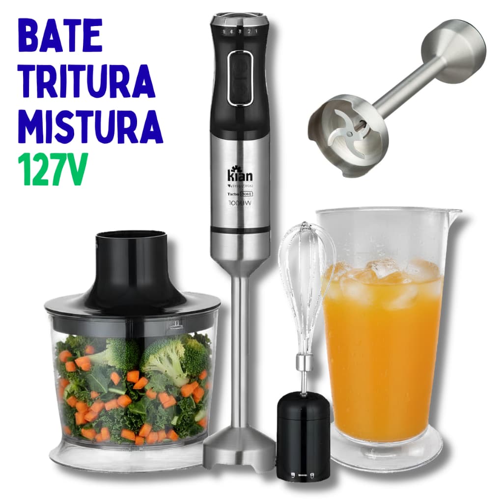 Mixer Kian 3 Em 1 Turbo Processador Triturador 127v 1000w Turbo