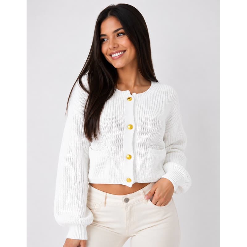 Cardigan Casaquinho Cropped Feminino Moda Inverno Blusa Manga longa Feminina, Casaco pra Inverno