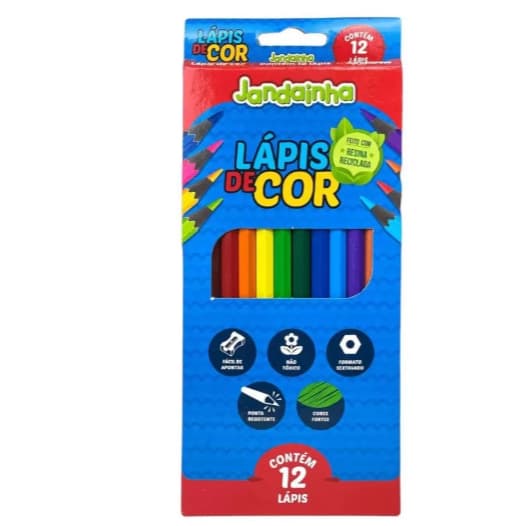 Lápis de Cor 12 Cores Jandainha Sextavado - Lapis Jandaia 12 cores