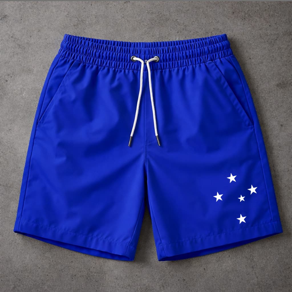 Short Bermuda Mauricinho Tactel Praia Time Raposa Seca Rápido Mafia Azul Estrelas Cruzeiro