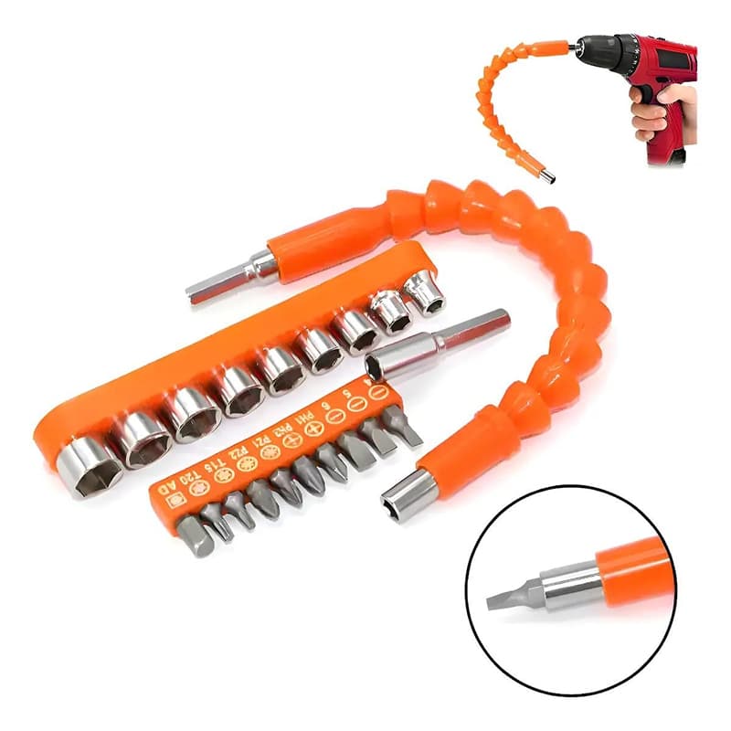 Extensão Flexível para Furadeira + Kit Pontas e Soquetes Multitamanho