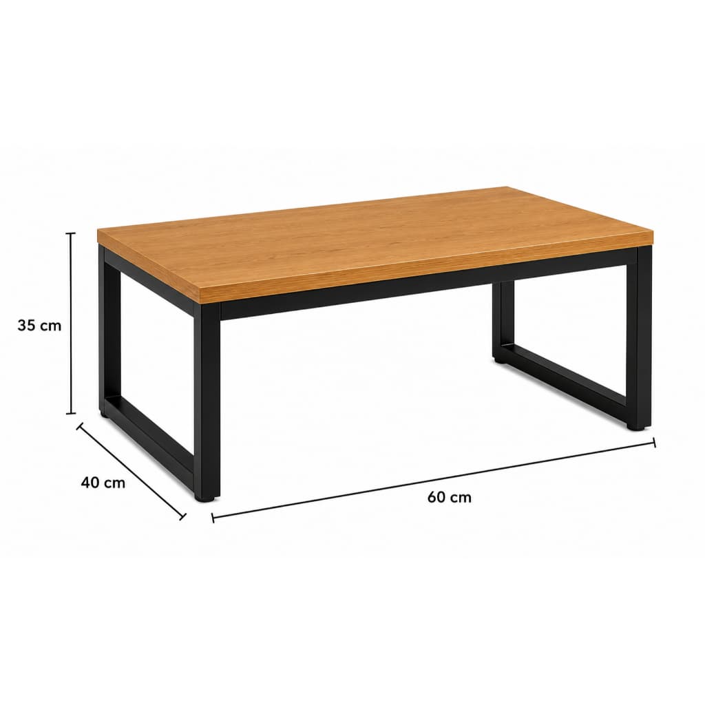 Mesa de Centro Moderna Industrial em Metalon e Madeira Design Elegante Luxo