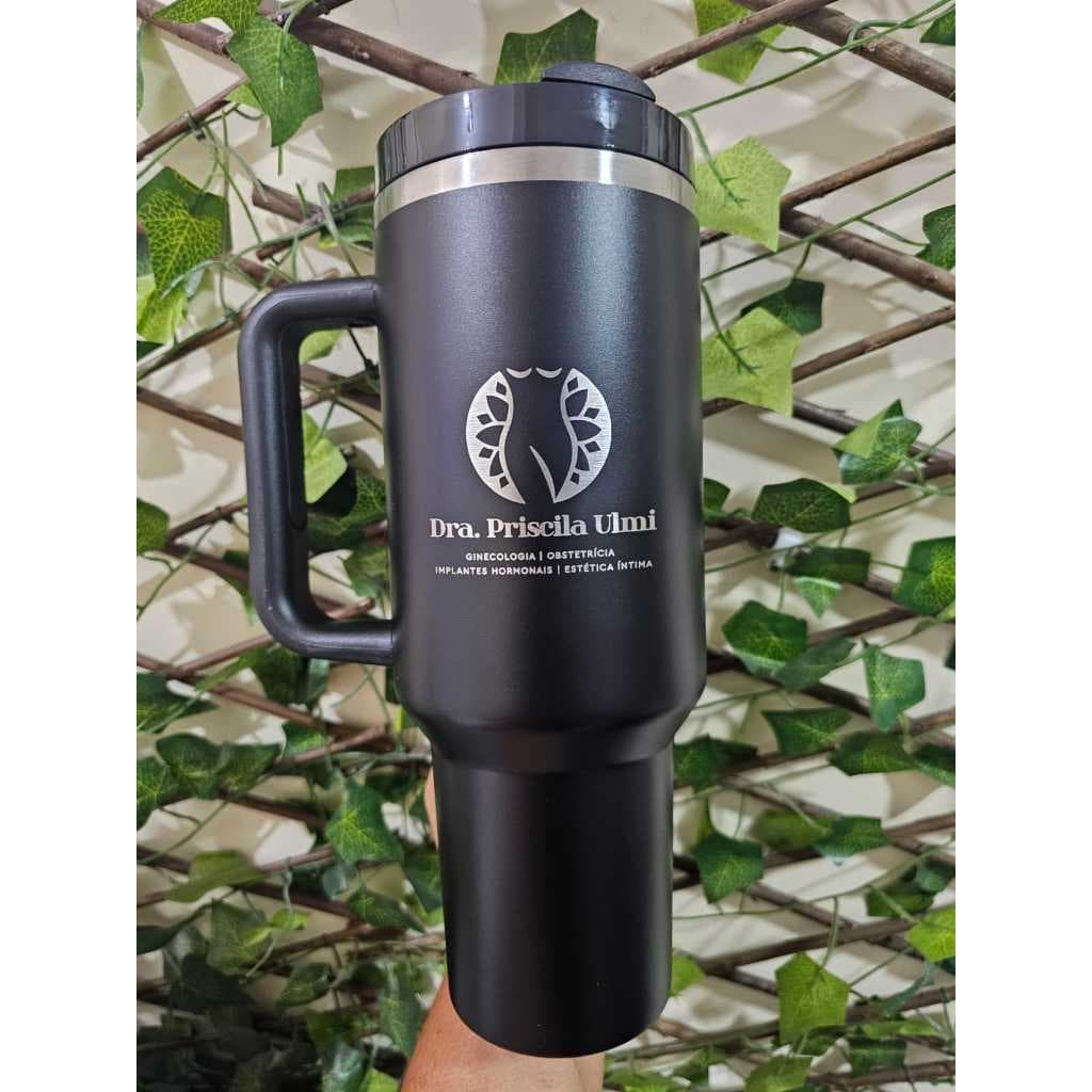 Copo térmico personalizado 1200ml com tampa e canudo inox gravação a laser