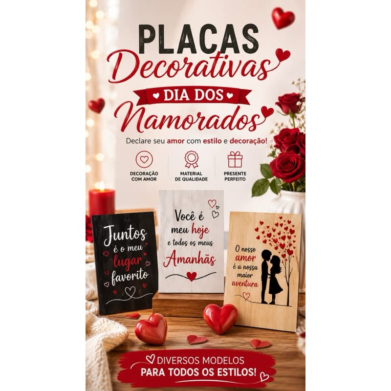 Super kit 8 quadros decorativos placa decorativa para presente decoração, dia dos namorados 2026
