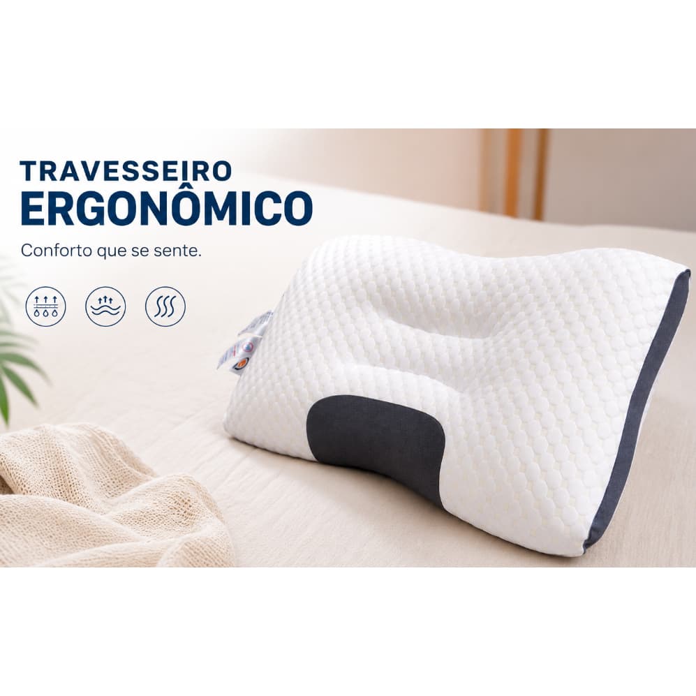 Travesseiro Ergonômico para Pescoço e Coluna | Conforto e Suporte Ideal