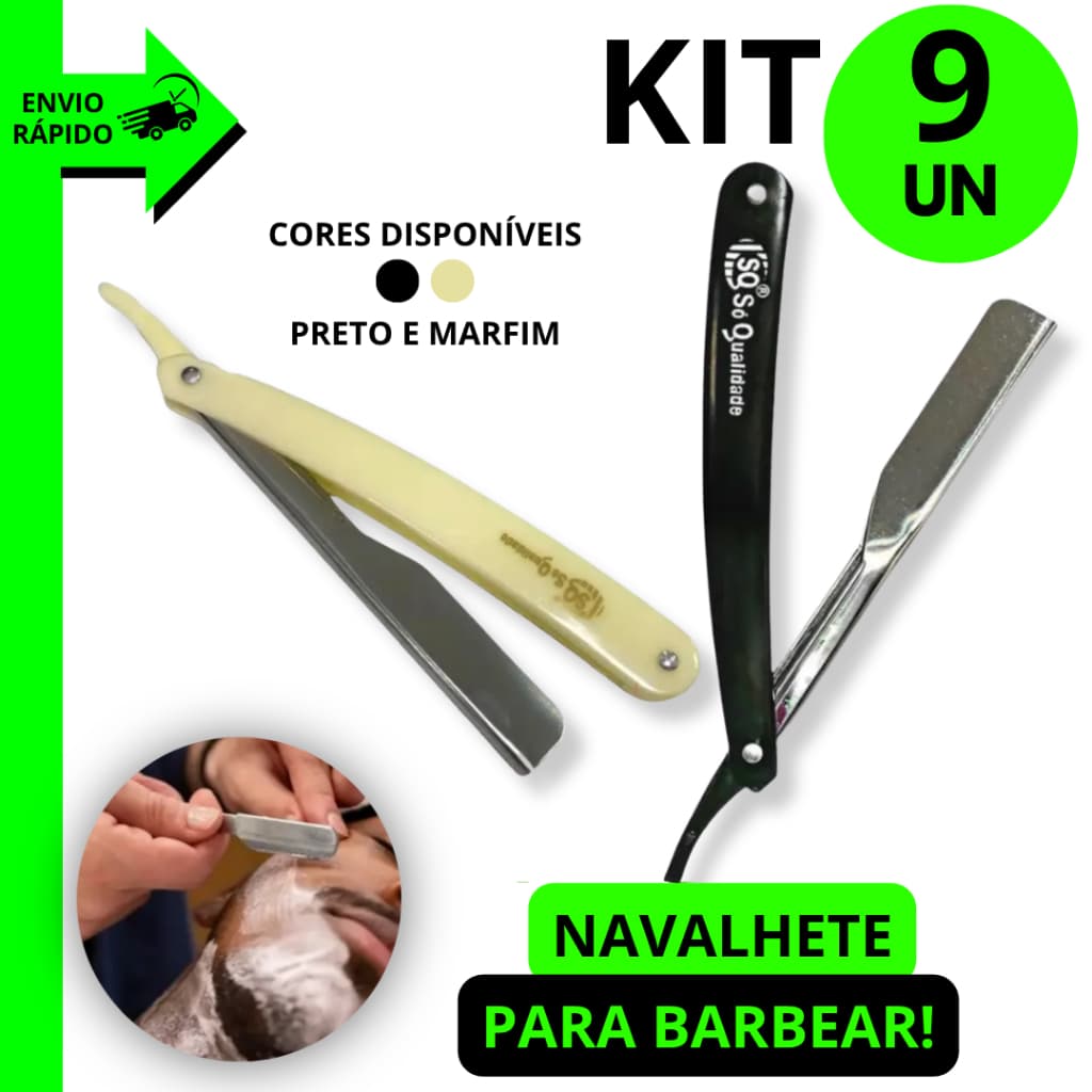 Kit 9/7/5/4 Unidades Navalhete Premium Aço Inox Para Barbear Acabamentos Detalhados e Precisos