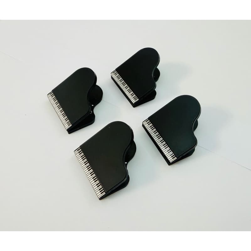 Kit 4 Clipes Plastico para Partitura Piano Preto