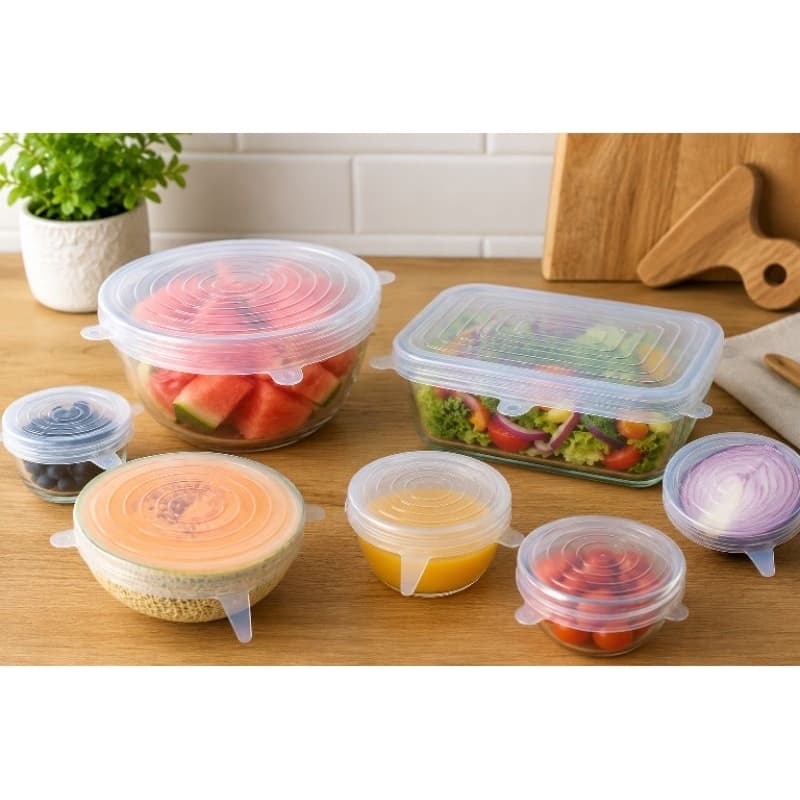 Tampas de Silicone Elásticas Kit 6 Peças Vedação para Recipientes
