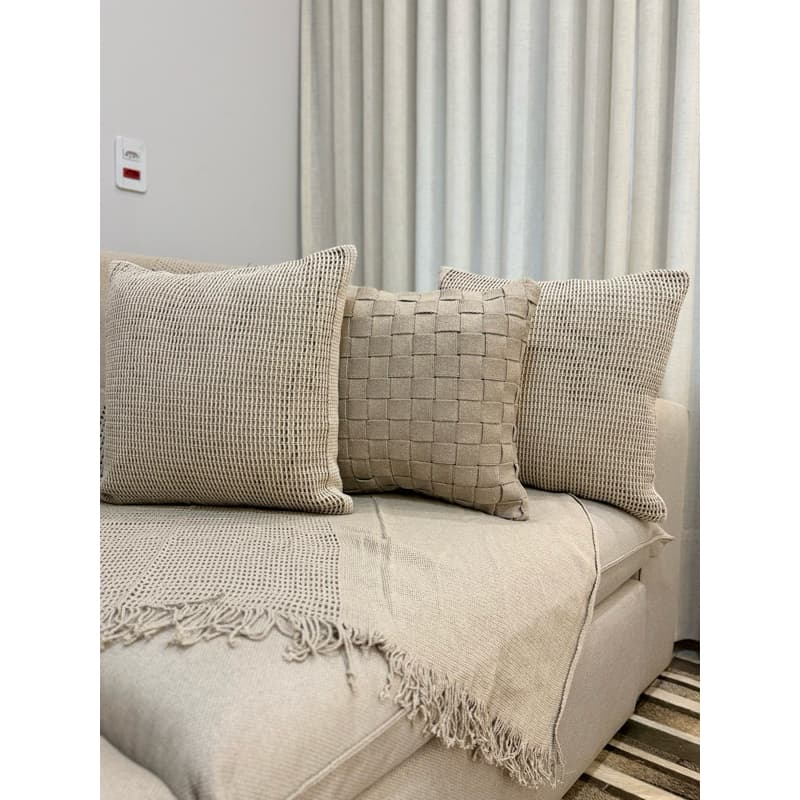 Almofadas Macramê Artesanal Premium 45x45 100% Algodão Trançada Estilo Boho sofá cama