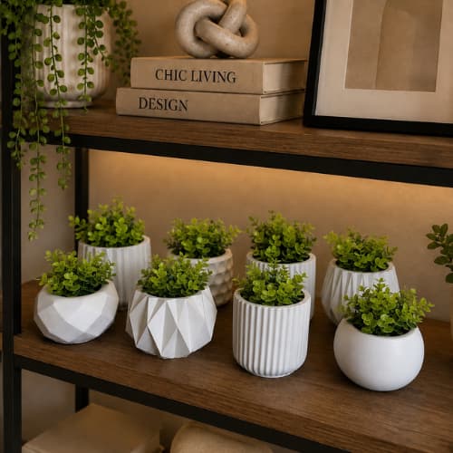 Conjunto Decorativo Vaso até 8 Planta Artificial Com e Sem