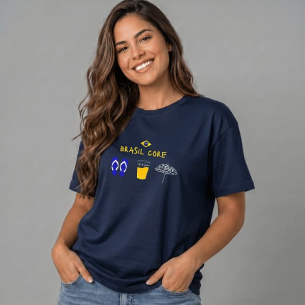 Camiseta Feminina Copa Selecao Brasil Blusa Feminina Brasil Copa do Mundo Verão Algodão