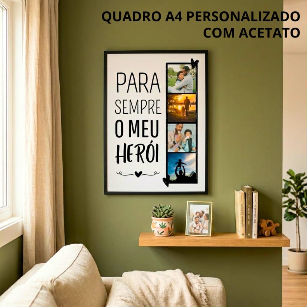 Quadros Personalizados Pai Dia Dos Pais Com Gancho Quadro Personalizado A4 Moldura em Madeira