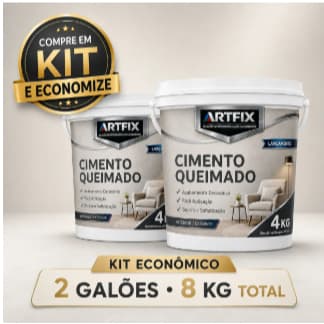 Kit 2 Massa Efeito Cimento Queimado Cinza Elefante 4kg Artfix