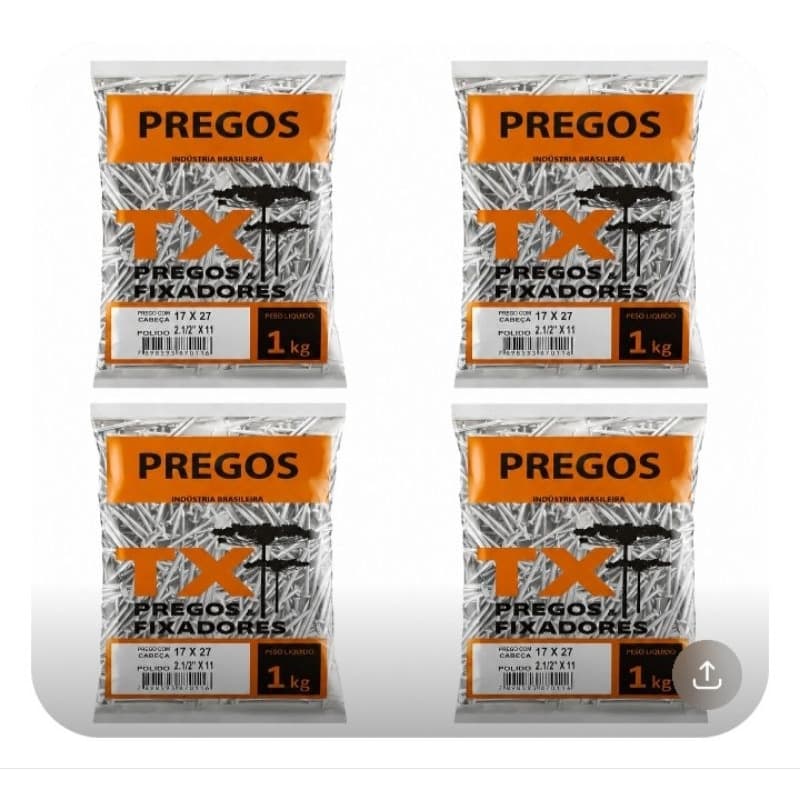 Prego 17x27 polido com cabeça Excelente Marca Bramix Alta Resistência(ESCOLHA A QUANTIDADE)