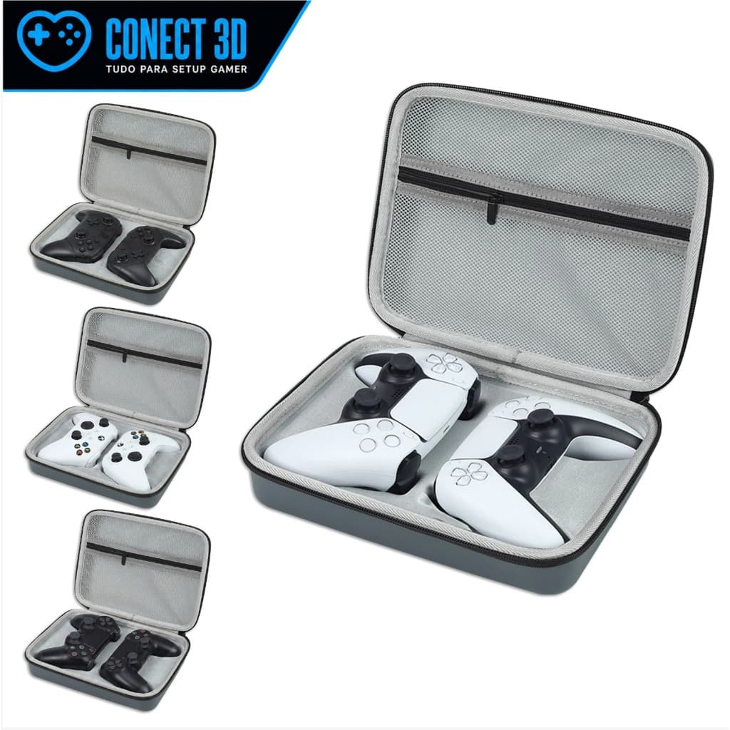 Maleta Case Bolsa Estojo Rígido Cinza Protetor Anti Poeira Para Controle Playstation Ps5 Dualsense