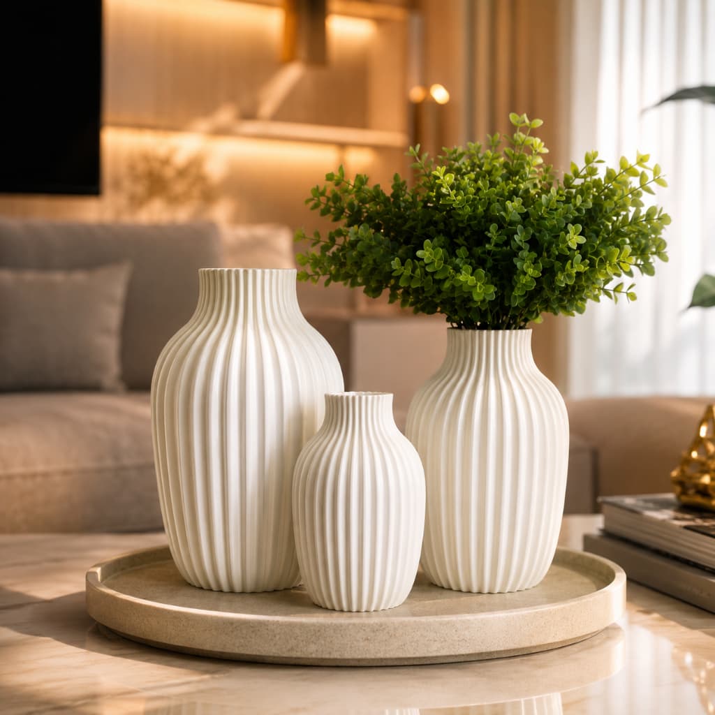 Kit 3 Vasos Decorativos Modernos para Sala Quarto Escritório Decoração Minimalista