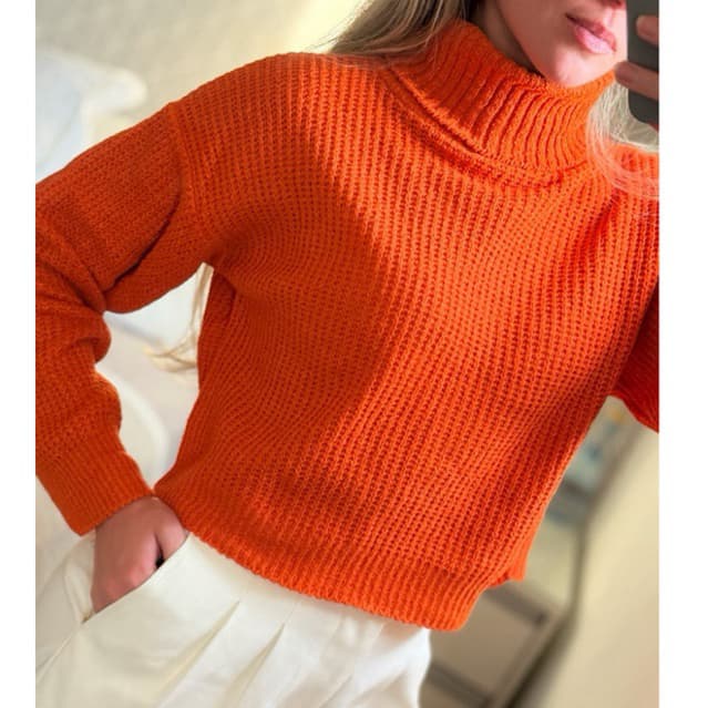Blusa Feminina Tricot Gola Alta Tricô Mousse Inverno Modinha Quentinha Gola Boba
