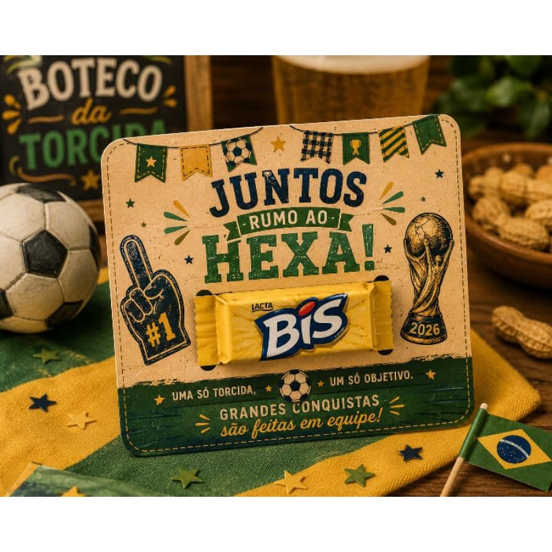 kit 50 e 100 unidades Cartão BIS Copa do Mundo Lembrancinha Torcida  Corporativo Futebol