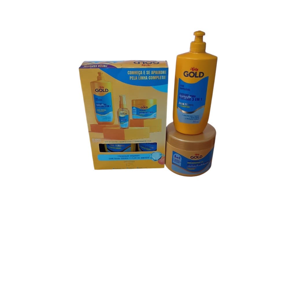 Kit Niely Gold Agua Termal Sh 275 ml + Cond 175 ml + Cr pentear 250ml + creme Tratamento 430 gr