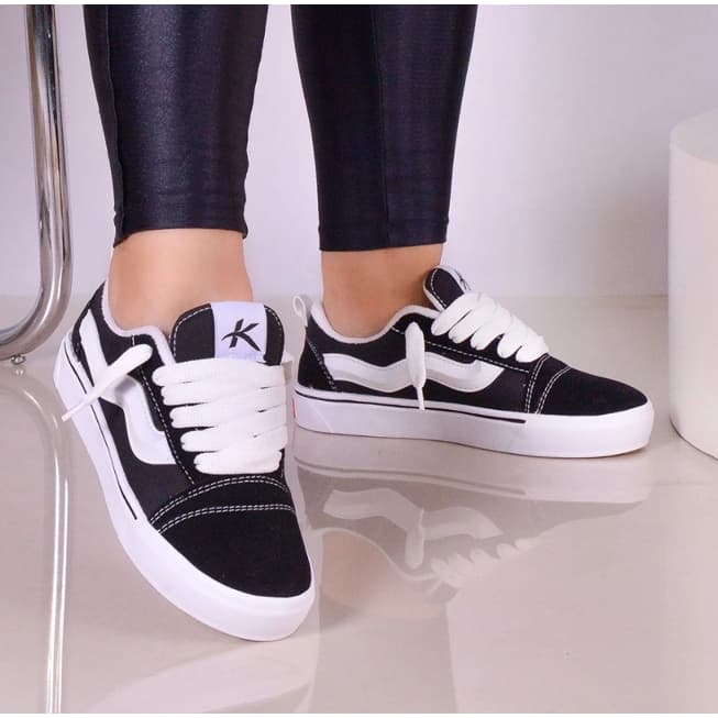 Tenis Knu Modelo Retro Feminino Elegante Casual Confortavel Cadarço Grosso Leve Garantia