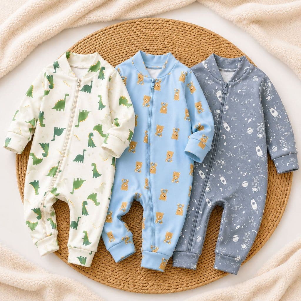 Kit 2 ou 3 Macacão Bebê Menino Inverno Soft Peluciado Quentinho com Zíper Frontal P ao G