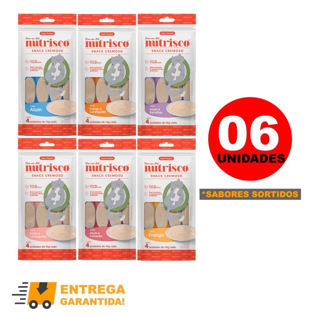 Petisco Cremoso Para Gatos Nutrisco Sabores Diversos com 24 Tubos