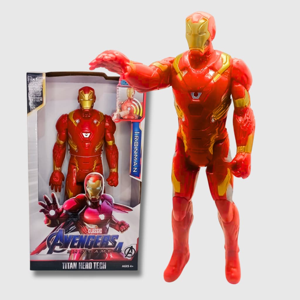 Boneco Homem De Ferro De Brinquedo 30cm Articulado Com Som E Luz Vingadores